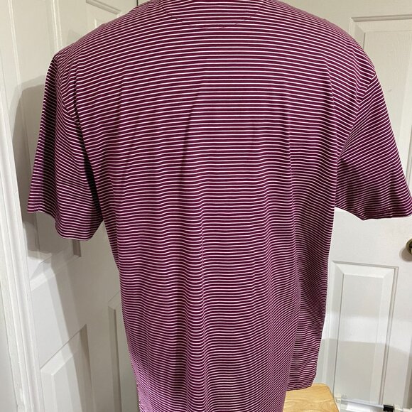 XXL Daniel Cremieux Mens Maroon Pinstriped Polo Shirt - Picture 2 of 5